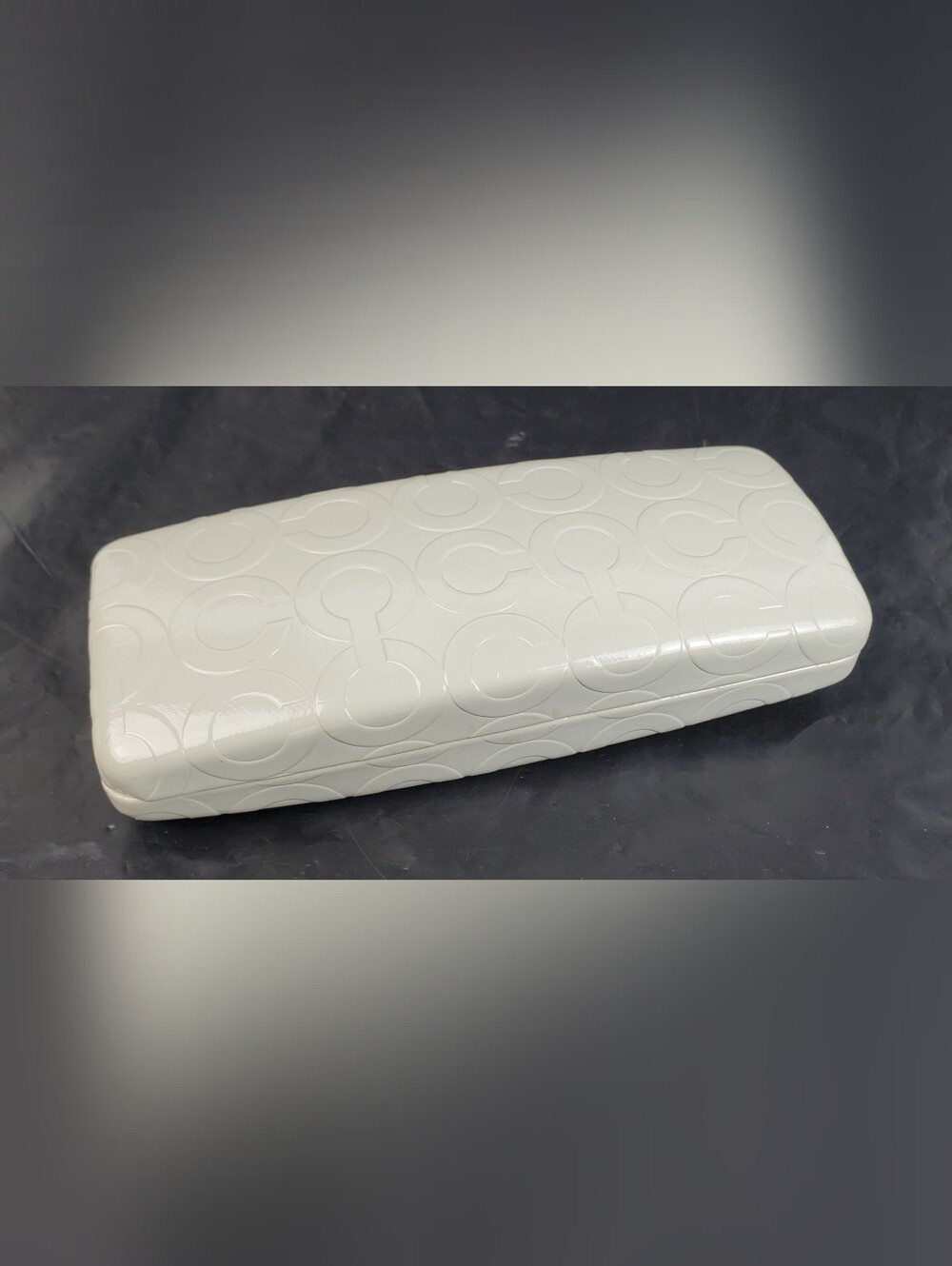 Coach Eyeglasses Case ONLY Hard Hinged White Clam Shell With Embossed Logo
